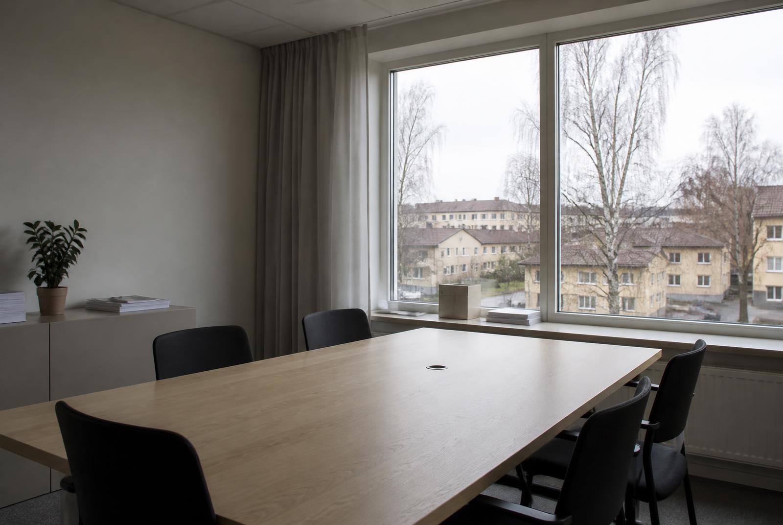 Mötesrum hos U in Progress med utsikt över Huddinge